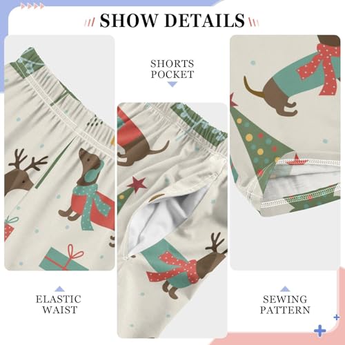Boys' Pants Christmas Trees Dachshunds Long Bottoms Jogger Pants Elastic Waist Trousers with Pockets S-XL4