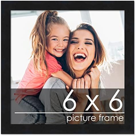 Poster Palooza 6x6 Contemporary Black Wood Picture Square Frame - Picture Frame Includes UV Acrylic, Foam Board Backing, & Hanging Hardware!