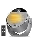 Dreo 10.5ft/s Fan Heater for Bedroom, 7 Modes Portable Electric Heaters with Thermostat & Remote, 60° Adjustable Tilt, 12H Timer, 8 Safety Protections,Quiet Desk Space Heater for Office & Room, Grey