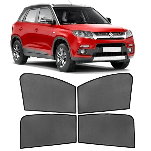 Image of Autostory Custom Fit Black Mesh Car Sunshade for Brezza 2016-2021 | UV & Heat Protection Car Window Curtains | Privacy Car Sun Shade | Breathable Vehicle Specific Side Window Shades