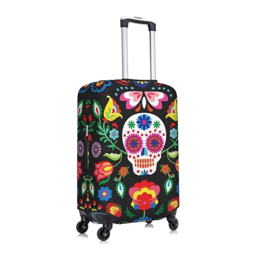 Sugar Horror Skull And Flowers Print Luggage Suitcase Covers Elastic Washable Luggage Protector Luggage Covers For Suitcase3