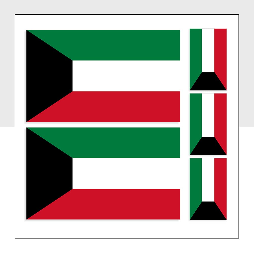 Packwith Mixed Pack Of 5 Kuwait Flag Sticker Waterproof Kwt Flag Labels For Bike Van Windows Laptop Ipad Helmet Bumpers Packwith® #P1045