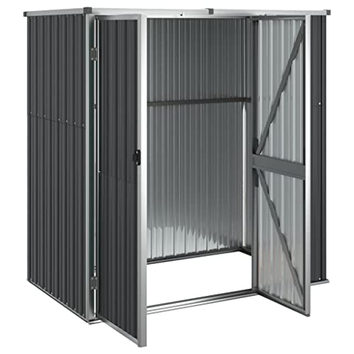ACAGALA Metall Gerätehaus Geräteschuppen Gartenhaus 161 x 89 x 161 cm, Gartenschrank Wetterfester Metallschuppen mit Doppeltüren, Ideal für Gartenwerkzeug & Fahrräder - Verzinkter Stahl, Anthrazit ACAGALA Metall Gerätehaus Geräteschuppen Gartenhaus 161 x 89 x 161 cm, Gartenschrank Wetterfester Metallschuppen mit Doppeltüren, Ideal für Gartenwerkzeug & Fahrräder - Verzinkter Stahl, Anthrazit