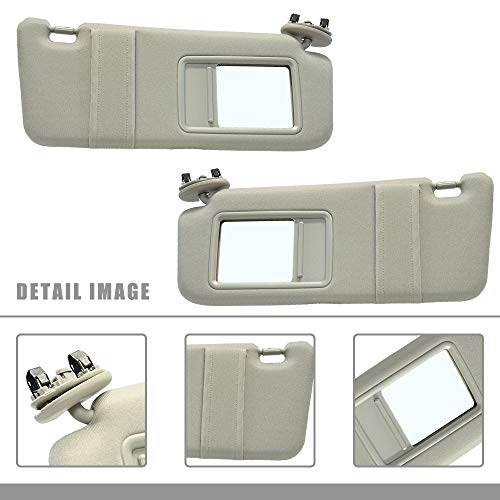 Left Driver Side & Right Passenger Side Sun Visor Replacement For 2007 2008 2009 2010 2011 Toyota Camry & Camry Hybrid Without Sunroof (Beige) Pair #TOP1