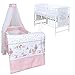 Baby Delux Babybett Komplett Set Kinderbett Mia weiß 120x60 Bettset Matratze in vielen Designs Waldtiere Rosa