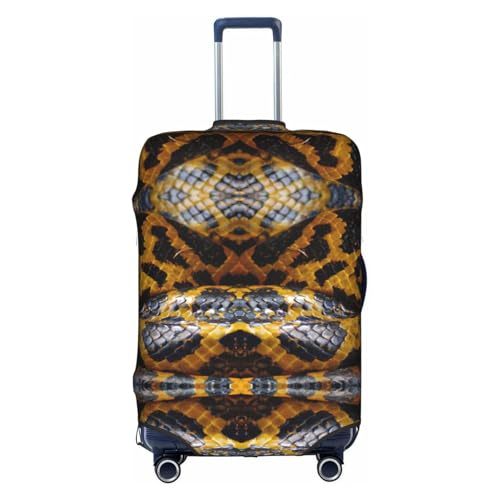Housse de protection pour valise lavable et anti-rayures motif serpent jaune blanc XL
