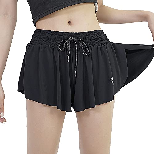 Luogongzi 2 In 1 Fitness Flowy Yoga Shorts For Women Gym Workout Athletic Running Black Pants Dress Leggings thumb #5
