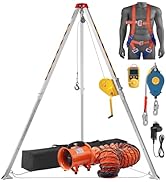 VEVOR Confined Space Tripod Kit, 2600 lbs Winch, Confined Space Tripod 8' Legs and 98' Cable, Con...