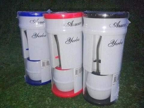 Set Matero Fluvión con mate, bombilla, yerbera y azucarera NEGRO