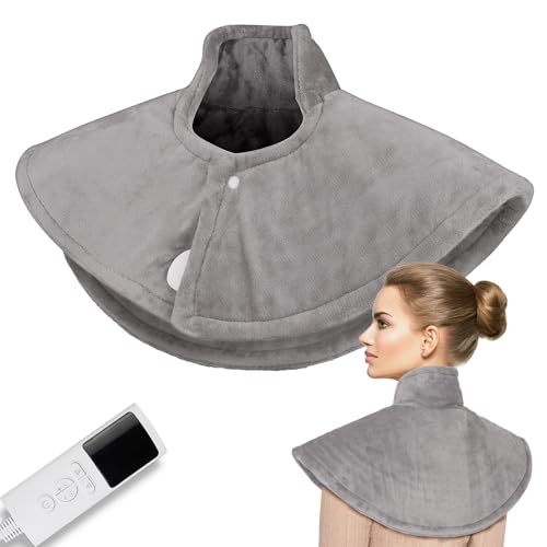 Electric Neck and Shoulder Heat Pad for Pain Relief with 9 Heat Settings and 4 Timers, Soft Plush Neck Warmer, Fast Heating with Auto Shut-Off, Machine Washable