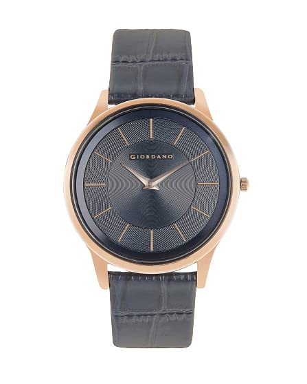 Giordano Formal Analog Watch for Men's Elegant Dial Style Water Resistant Casual Watch Round Shape with Metal Case Leather Belt Wrist Watch for Men - -GD4101