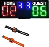GAN XIN Tabellone Segnapunti Elettronico, Tabellone Segnapunti Digitale di Tennis con Telecomando e Orologio per Tennis, Baseball