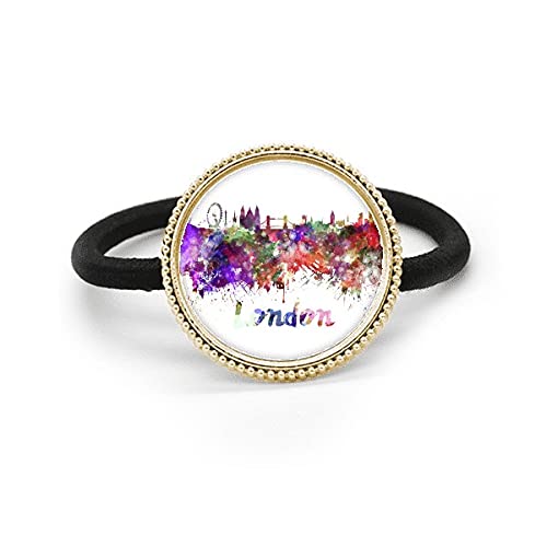 Acuarela de metal plateado en diadema de goma Londres Britain City exclusiva