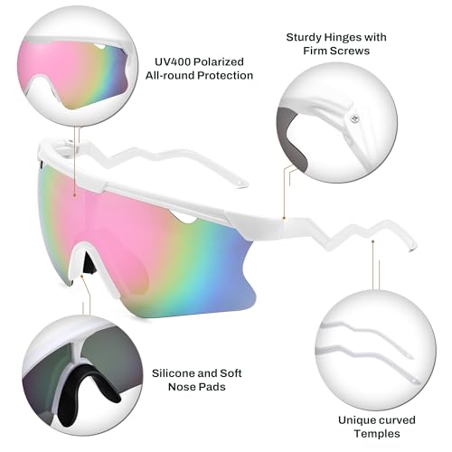 Image of FEISEDY Sunglasses for Men and Women, Polarized Large Retro Rimless Glasses TR90 Frame for Baseball, Cycling, Sports B4073