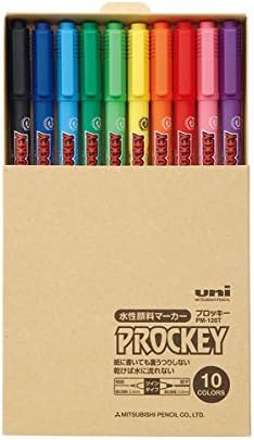 三菱鉛筆 水性マーカー プロッキー 細字丸芯+極細 簡易紙箱入 10色(各色1本) PM120TT10CN 1パック &times;5セット