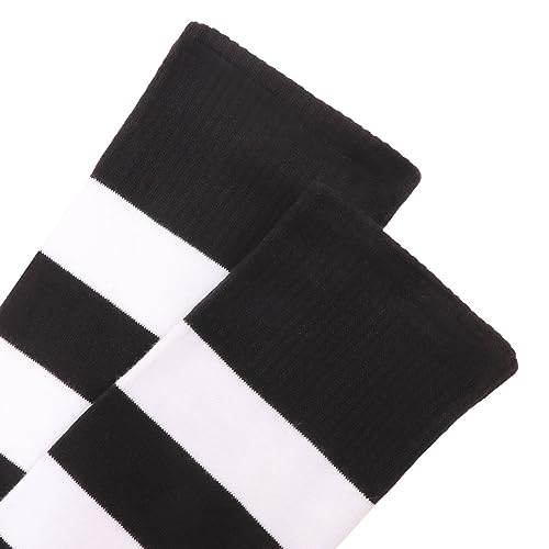 Image of AQOKKA Extra Long Thigh High Socks for Women Striped Over Knee Thigh Socks Long Boot Thigh High Stockings Leg Warmers