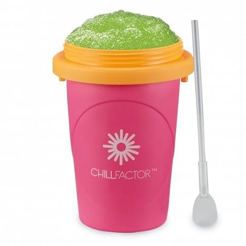 Magic Freez Slushy Maker – Tragbarer Slushy Becher aus Silikon mit 2-in-1 Strohhalm und Löffel – Slush Ice Maker für erfrischende Slushies – Slushi Cup zum Slush Eis selbermachen – 370ml