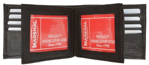 MARSHAL Soft Leather Lambskin Wallet with Center Flap ID Card Credit Card Wallet3