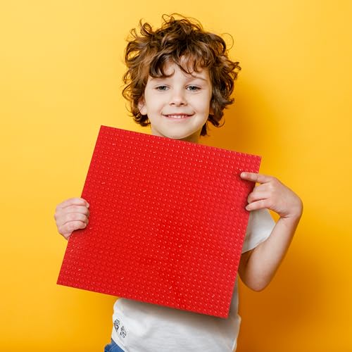 Image of Edu Toys Base Plastic Plate Board 32 x 32 Pegs /Dots for Classic Building Blocks Bricks Compatible with All Brands - Red