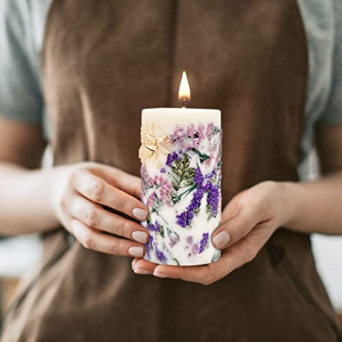 Vionami Aloha Kiwi Passionfruit Scented Pillar Candle With Dried Flowers - Long Burning Natural Soy Wax Scented Candle For Home - Gift-Boxed Hand Poured Luxury Candle With Paper Core Wick (Forget Me) #TOP5