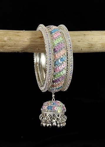 Image of NMII Ethnic Wear Bangles Gold-Tone Alloy with Musical Ghungroo Charms | Women Fashionable Jewelry | Designer Bracelet Bangles For Girls | Viral Kashmiri Chudiya for Weddings, Festivals & Parties