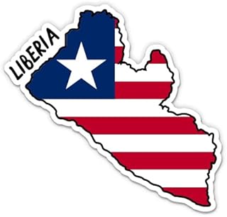Squiddy Liberia Map with Flag - Vinyl Sticker for Car, Laptop, Notebook - 5"