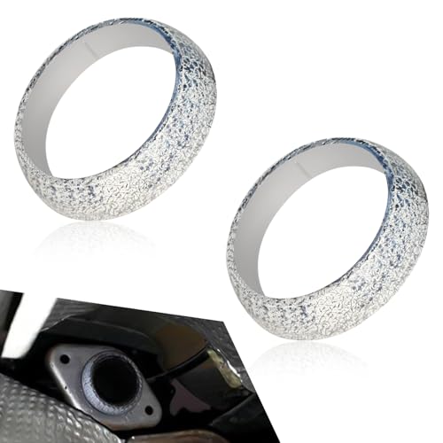 KUQUTIDY 2PCS Exhaust Manifold Gasket, 1.89inch Exhaust Flange Gasket Prevent Leaking Between Exhaust Pipe and Exhaust Manifold, Universal Graphite Material Donut Gaskets Seal Muffler Ring Replacement