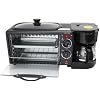 3-in-1 Breakfast Station with Coffee Maker, 4-Slice Toaster Oven, Non-Stick Griddle, 110V