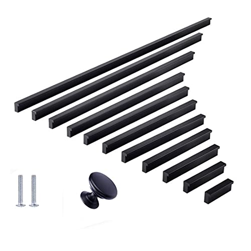 Home & Style Tirador de aluminio para muebles (distancia entre orificios 288 mm), color negro thumbnail