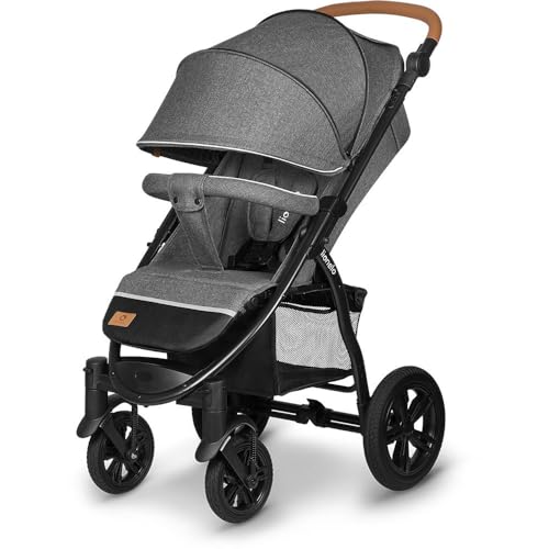 LIONELO Annet Tour Kinderwagen bis 22 kg, verstellbarer Griff, zusammenklappbar, verstellbare Rückenlehne bis zur Liegeposition, wartungsfreie Räder, XXL-Verdeck, 5-Punkt-Gurt, Einkaufskorb
