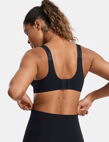 Image of SYROKAN Women's Ladder Adjustable Straps Sports Bras | High Impact, Lightly Pads, Underwire, Large Bust, Full Coverage, Workout Bra