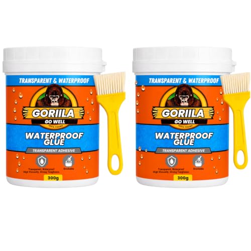 Image of Go Well Transparent Waterproof Glue 300gm with Brush, Roof Leakage Crack Seal Agent Roof Water Leakage Solution Water Proof Glue For Wall, Ceramic,Stone, Glass,Bricks, Tile,Plastic (Pack of 2)
