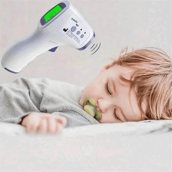 Thermomètre infrarouge à tête avant sans contact pour adultes & Les enfants, vite 1 Deuxième scanner numérique de température avec alarme de fièvre, mode Mute, rétroéclairé LCD Affichage & Rappel de mémoire
