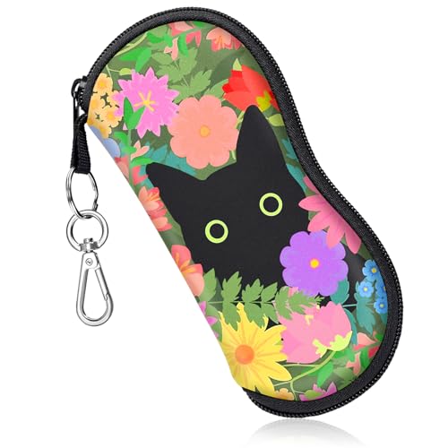 OffiEase Soft Glasses Eyeglass Case Bag With Clip - Reading Glass Pouch for Kids Women Men, Cat, l