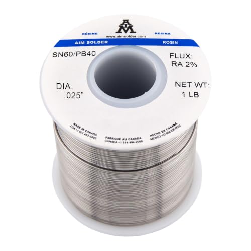 AIM Solder 60-40 Tin Lead Rosin Core Solder Wire for Electrical Soldering 0.025inch, 1lb (0.6mm / 454g)
