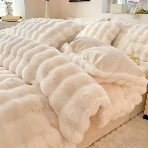 �N�C�[���T�C�Y�|���z�c�Z�b�g �~�p �g���� �X�[�p�[�\�t�g �t�F�C�N�t�@�[ �ӂ�ӂ� ���r�b�g�x���x�b�g �Q��4�_�Z�b�g �V�[�c1���A�L���g�J�o�[1���A���J�o�[2��(White,200X220cm/KING)