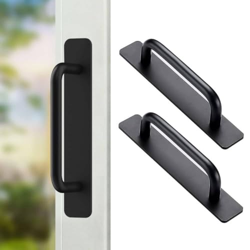 LYCXAMES 2 Pièces Poignée de Meuble Autocollante, Poignées Autocollantes en Aluminium, Poignées de Porte Coulissante, Poignées Tiroir pour Meuble Cuisine Armoire Chambre à Coucher, 147mm (Noir)