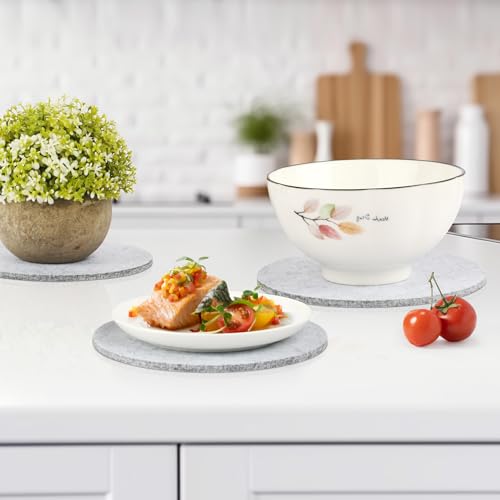 SOSMAR 8 Stück Filzuntersetzer Filzunterlage für Töpfe, Gläser, Teller und Vasen - Rund Ø 15cm x 5mm Untersetzer Filz Tischschoner Tischuntersetzer (Hellgrau)