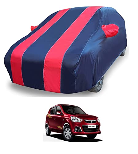 Image of Auto Hub Car Cover Compatible with Maruti Alto K10 with Mirror Pocket, Weather Proof, Triple Stitched, Alto K10 Car Cover- Navy-Red