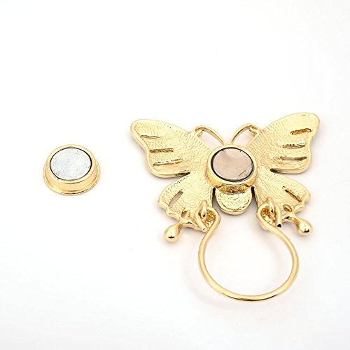 Image of Enamel Colorful Butterfly Abalone Shell Crystal Magnetic Eyeglass Holder Brooch and Pin