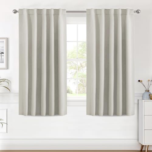 Image of H.VERSAILTEX Blackout Curtains Thermal Insulated Window Treatment Panels Room Darkening Blackout Drapes for Living Room Back Tab /Rod Pocket Bedroom Draperies (2 Panels, Ivory /Cream, 42 x 54 Inch)