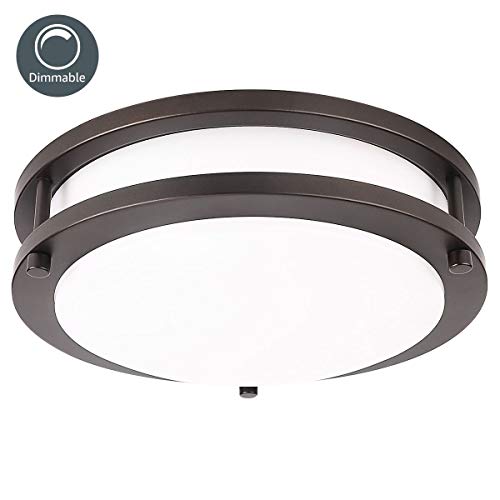 LE LED Flush Mount Ceiling Light, 10.5 inch Oil Runbbed Bronze Ceiling Light