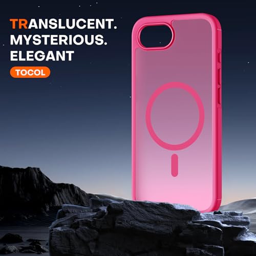Image of TOCOL for iPhone 17e Case, Compatible with Magsafe, Military Drop Protection, Slim Translucent Matte Shockproof for iPhone 17 e Case 6.1 inch (Hot Pink)