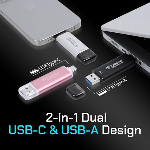 Image of Transcend ESD310 128GB External SSD, Up to 1,050MB /s, Dual USB Flash Drive for iPhone /iPad /Mac /Windows, Android /Tablet /PC, USB 3.2 Gen 2 Thumb Drive Photo Stick, 2-in-1 Type C &Type A Memory Stick