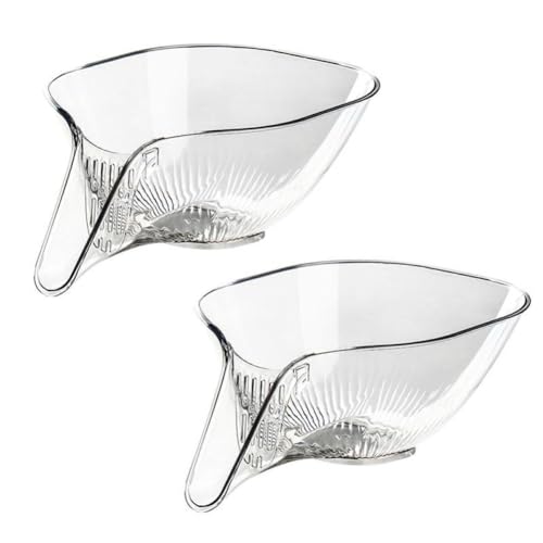 2PCS Multi-functional Drain Basket, Drainage Basket Funnel, Multifunctional Fruits Vegetables Draining Bowl Washing Colander Kitchen Food Strainer (transparent)