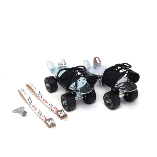 Image of Jonex Unisex Fibrol Adjustable Quad Roller Skates for Junior Kids (3-6 Years), Indoor Outdoor Wheels, Metal Body, 51 mm Wheels, Color - Black