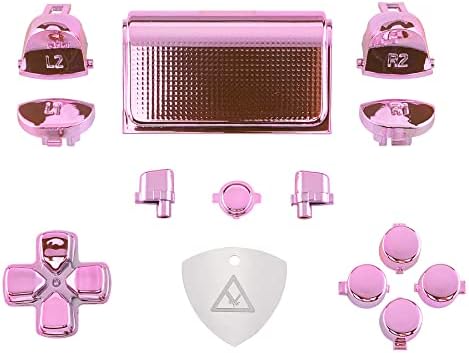eXtremeRate Szkarłatny Czerwony Symbole Klasyczne Niestandardowa Wymiana Pełnego Zestawu Przycisków dla ps4 Slim Pro CUH-ZCT2 Controller - Kompatybilny z ps4 Zestawem LED DTFS - Controller Nie Jest Wliczony W Cenę