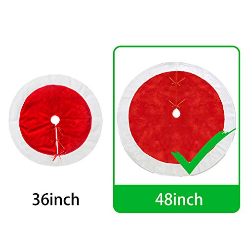 Ivenf Christmas Tree Skirt, 48 Inches Large Plush Mercerized Velvet Skirt, Rustic Xmas Tree Holiday Decorations #TOP3