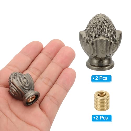 Image of PATIKIL 34 x 27mm Lamp Finials Caps Knob, 2 Set Solid Lamp Shade Top Decoration Screw Cap Nuts with Brass Reducing Adapter for Table Lamps Floor Lamps, Bronze