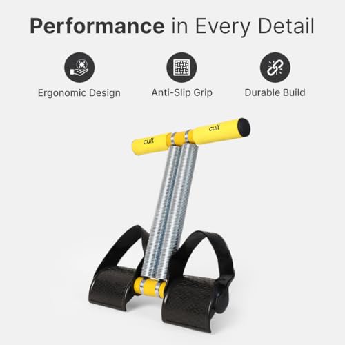 Image of Cult Tummy Trimmer Ab Exerciser for Men & Women - Dual Spring Resistance Fitness Tool with Anti-Slip Handles & Foot Pedals - Compact Abdominal Core Workout Equipment for Home Gym & Outdoor Training